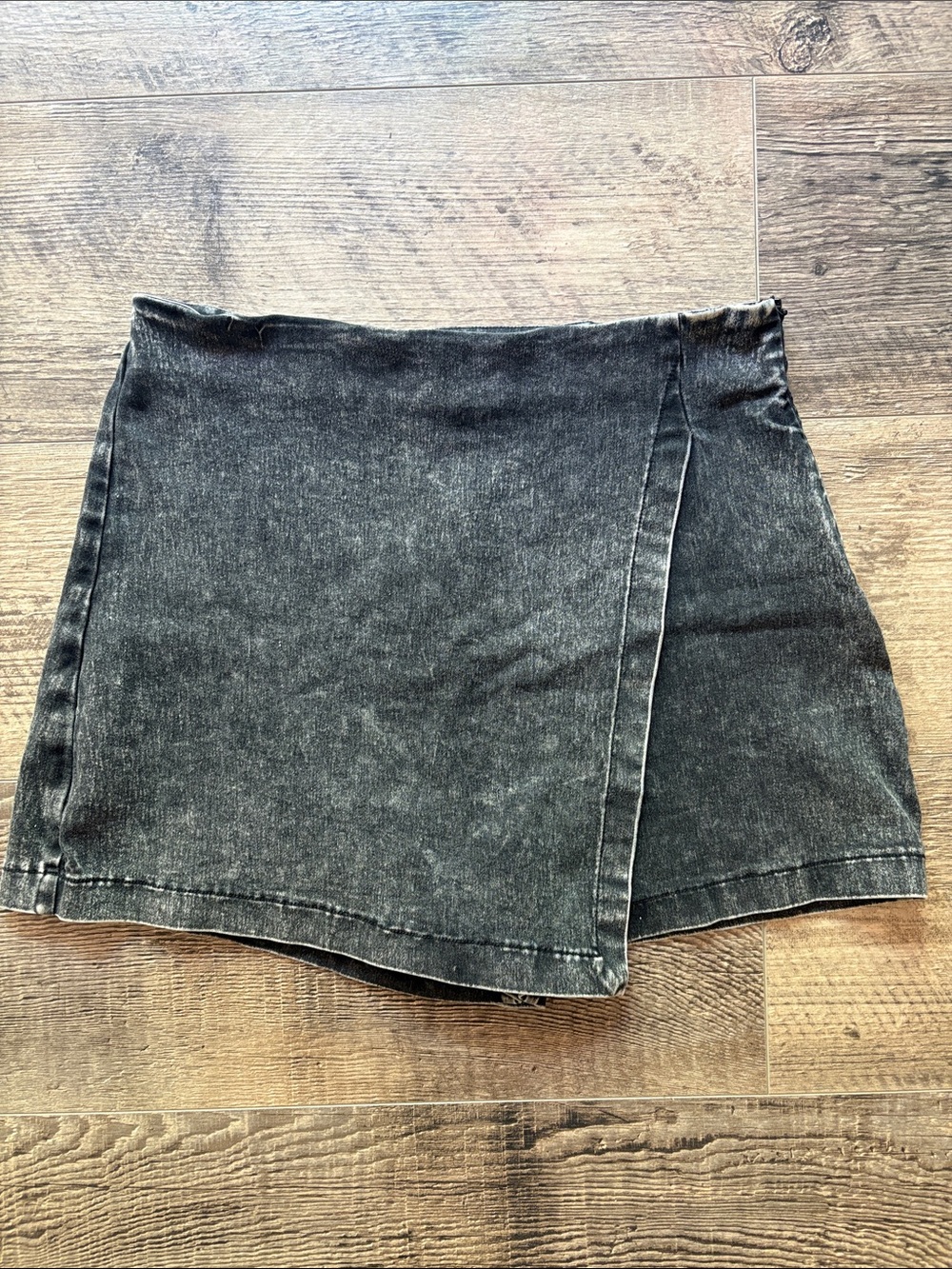 Black Denim Wrap Skirt/Skort